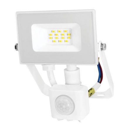 Commel LED reflektor, 10W, 4000K, 1400lm, IP44, mozgásérzékelővel, fehér