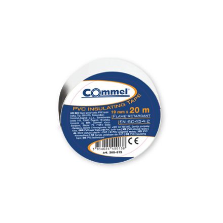 Commel Szigetelőszalag, 20mX 19mmX0,13mm, fehér