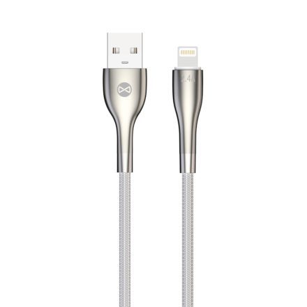 TelForceOne, Forever TEXTIL TÖLTŐKÁBEL, USB-LIGHTNING, 2,4A, 1 MÉTER, Fehér