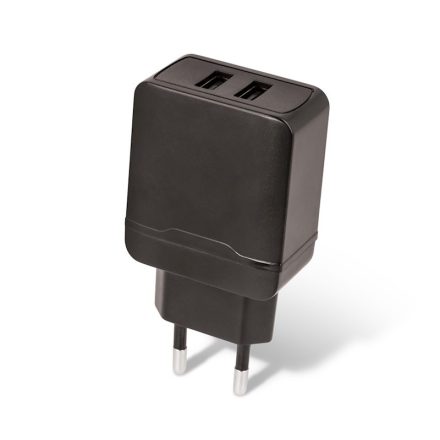 TelForceOne , MAXLIFE ADAPTER, 2x USB, 2,4 A, Fekete