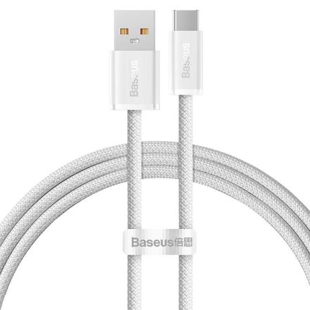 TelForceOne, Baseus TEXTIL TÖLTŐKÁBEL, USB-USB-C, 100W, 1 MÉTER, Fehér