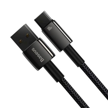 TelForceOne Baseus TEXTIL TÖLTŐKÁBEL, USB-és USB-C,  100W, 1 MÉTER, Fekete