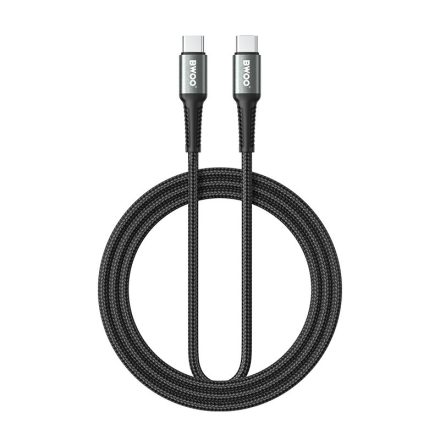TelForceOne , BWOO TEXTIL TÖLTŐKÁBEL, USB-C - USB-C , 2 MÉTER, 60 W, Fekete