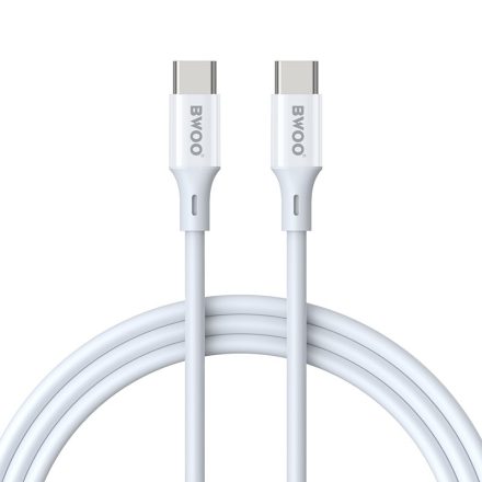 TelForceOne , BWOO TÖLTŐKÁBEL, USB-C - USB-C , 2 MÉTER, 60 W, Fehér
