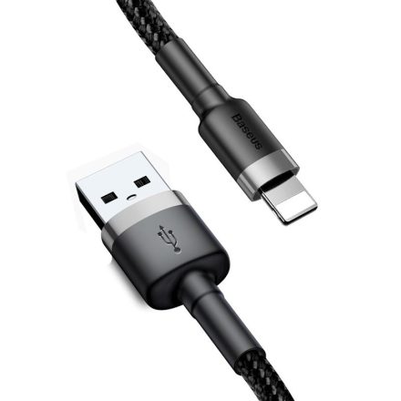 TelForceOne, Baseus TEXTIL TÖLTŐKÁBEL, USB-LIGHTNING, 2,4A, 1 MÉTER, Fekete