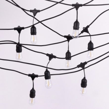 Ecolight LED fényfüzér, 10db E27, 1W, 2700K kisgömbbel, IP44, 10m (fényforrást tartalmazza)