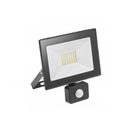 G-TECH LED reflektor mozgásérzékelővel, 30W, 2100lm, AC220-240V,50/60 Hz,PF>0,9,IP65,120°,6400K, fekete ház, fekete színű
