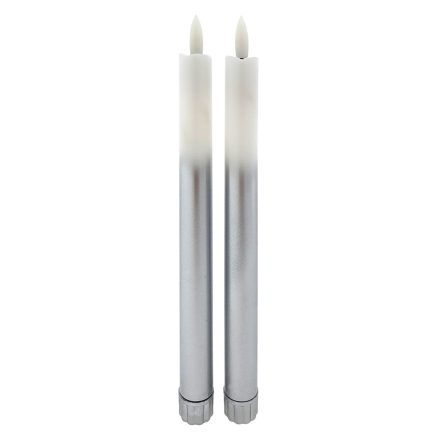 Trixline Műanyag hosszú LED gyertya 2xAA, 255mm x 22mm, fehér/ezüst , 2db/csomag