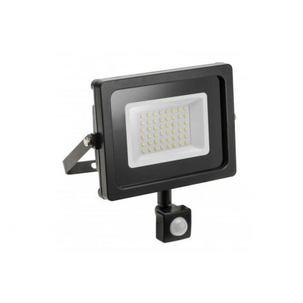 LED reflektor iNEXT mozgásérzékelővel 30W 2400lm, PF>0,9, RA>80, IP65, 120°, 6400K, fekete, 6400K