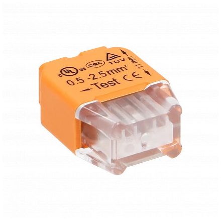 2-vezetékes push-in csatlakozó 0,75-2,5mm2 vezetékhez; IEC 300V/24A; 100db