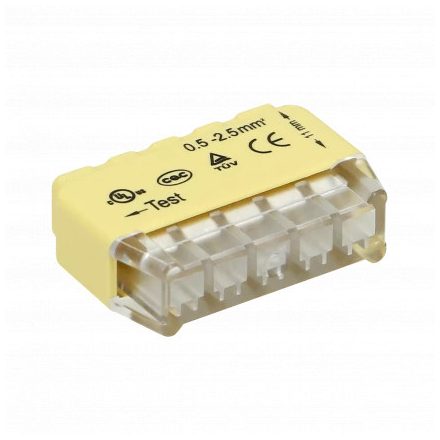 5 vezetékes push-in csatlakozó 0,75-2,5mm2 vezetékhez; IEC 300V/24A; 10db