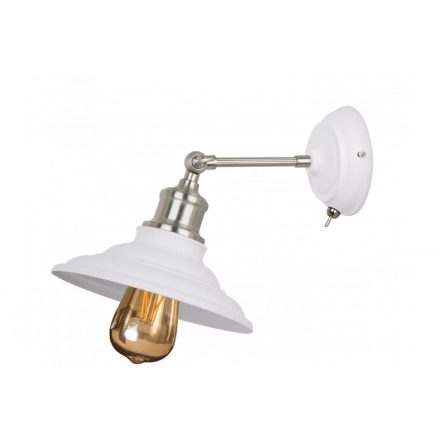 LORET+ fali lámpatest kapcsolóval,8267,AC220-240V,50/60Hz,1*E27,max.40W, átmérő20cm, szimpla, fehér