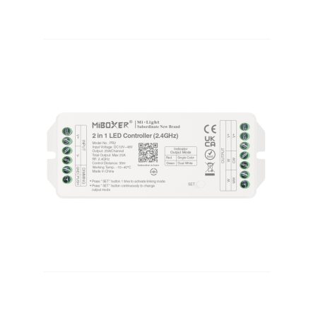 Mi-Light 2-in-1 Group Control csoport (zóna) vezérlő (egyszínű, WW+CW LED szalaghoz) 20A