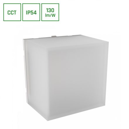 Spectrum LED oldalfali lámpa, 5W, 230V, IP54, 100x100x74mm, CCT, fehér, Scatollo