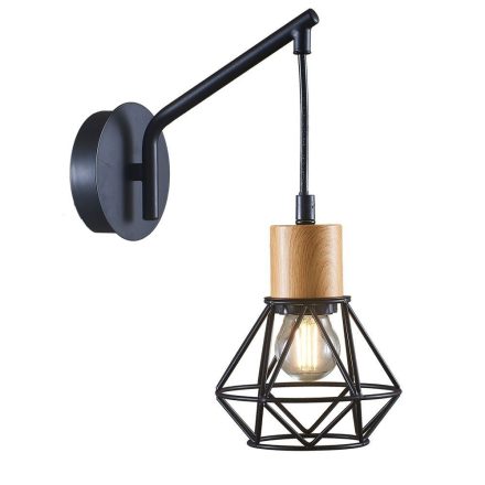 Vivalux Oldalfali lámpa, 1XE27, max. 1X7W, IP20, 230V, 230x130x280 mm, Fa/Fekete, FRODO