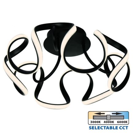 Vivalux LED Mennyezeti lámpa, CCT, 54W, 3-6000K, IP20, 3254lm, Ø480x260mm, fekete, MEANDRA
