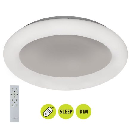 Vivalux LED Mennyezeti lámpa távirányítóval, CCT, 45W, 3-6000K, 4742lm, IP20, Ø400x80mm, CHELSEA