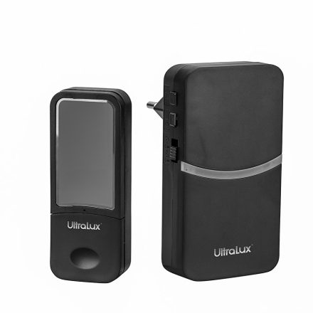 Ultralux vezeték-, elem nélküli csengő (Kinetikus), IP44, 70m, Fekete