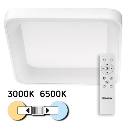 Ultralux LED mennyezeti lámpa távirányítóval, max 72W, IP20, CCT, 5500lm, 220-240V, fehér, kocka