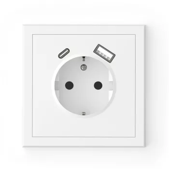   Commel, Csatlakozóaljzat + USB A+C csavaros rögzítés, fehér