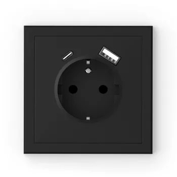   Commel, Csatlakozóaljzat + USB A+C csavaros rögzítés, fekete