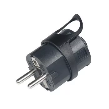   Commel hátsó kivezetésű földelt dugvilla, 16A, 250V, IP20, fekete