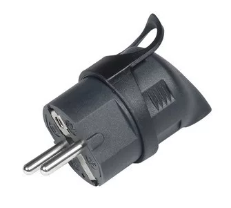 Commel oldalsó kivezetésű földelt dugvilla, 16A, 250V, IP20, fekete