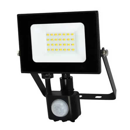 Commel LED reflektor, mozgásérzékelős, 20W, 4000K, 1400lm, IP44, fekete