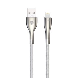   TelForceOne, Forever TEXTIL TÖLTŐKÁBEL, USB-LIGHTNING, 2,4A, 1 MÉTER, Fehér