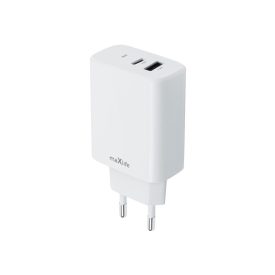   TelForceOne , MAXLIFE ADAPTER, gyorstöltés, 1x USB-C 1x USB, 20 W, Fehér