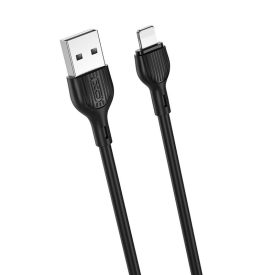   TelForceOne , XO TÖLTŐKÁBEL, USB - Lightning, 2 MÉTER, 2.1A, Fekete
