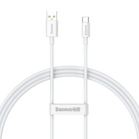   TelForceOne, Baseus TÖLTŐKÁBEL, USB - USB-C,  1 MÉTER, 100W, FEHÉR