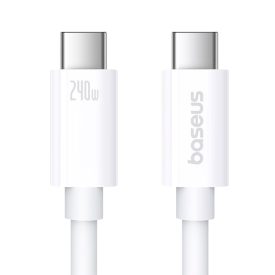   TelForceOne, Baseus TÖLTŐKÁBEL, Gyorstőltés, USB-C-USB-C, 240W, 1 MÉTER, Fehér