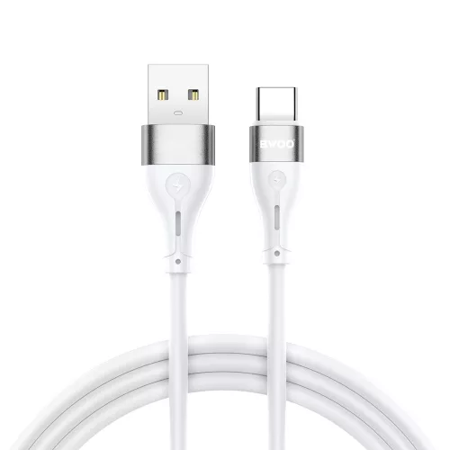 TelForceOne, BWOO SzilikonTÖLTŐKÁBEL, USB-USB-C, 3A, 1 MÉTER, , Fehér