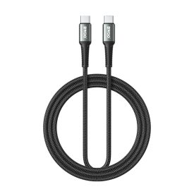   TelForceOne , BWOO TEXTIL TÖLTŐKÁBEL, USB-C - USB-C , 2 MÉTER, 60 W, Fekete