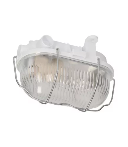 OVAL lámpatest, 60W, E27, IP54, üveg lámpabúra, acél burkolat