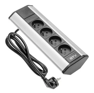 Sarok konnektor, 4 x konnektor, 220-240V AC max. 3600W, IP20, 1,5 m-es kábellel és dugóval, (ezüst), FRANCIA