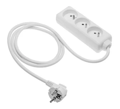 Hosszabbító kábel, 3 aljzat, 2000W, AC220-240V,50/60Hz, 1,5m, 3x1 mm˛, FRANCIA