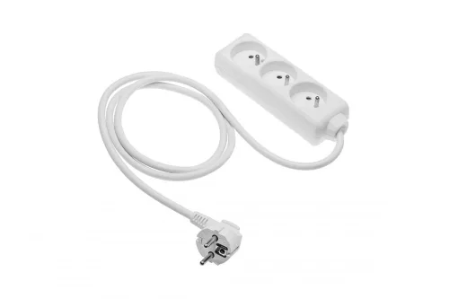 Hosszabbító kábel, 3 aljzat, 2000W, AC220-240V,50/60Hz, 3m, 3x1 mm˛, FRANCIA