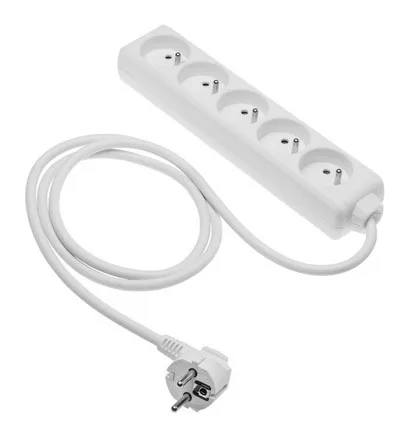 Hosszabbító kábel, 5 aljzat, 2000W, AC220-240V,50/60Hz, 3m, 3x1 mm˛, FRANCIA