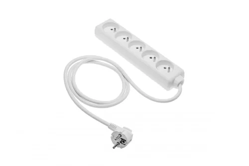 Hosszabbító kábel, 5 aljzat, 2000W, AC220-240V,50/60Hz, 5m, 3x1 mm˛, FRANCIA