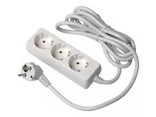 Hosszabbító kábel, 3 aljzat, 3500W, AC220-240V, 50/60 Hz, 3 m, 3x1,5 mm˛, SCHUKO