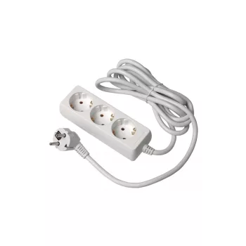   Hosszabbító kábel, 3 aljzat, 3500W, AC220-240V, 50/60 Hz, 5 m, 3x1,5 mm˛, SCHUKO