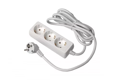 Hosszabbító kábel, 3 aljzat, 3500W, AC220-240V, 50/60 Hz, 5 m, 3x1,5 mm˛, SCHUKO
