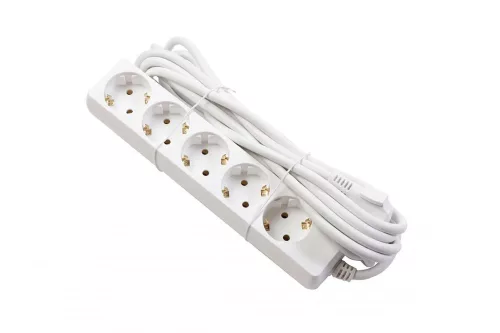 Hosszabbító kábel, 5 aljzat, 3500W, AC220-240V, 50/60 Hz, 5 m, 3x1,5 mm˛, SCHUKO