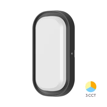   Braytron LED oldalfali lámpa, 12W, IP65, CCT, 1320lm, fekete, ovális