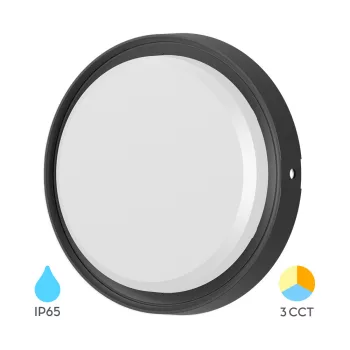   Braytron LED mennyezeti lámpa, 12W, 1320lm, IP65, CCT, fekete, kerek