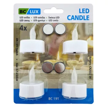 TRX LED Műanyag kismécses, 38x38mm, 4DB