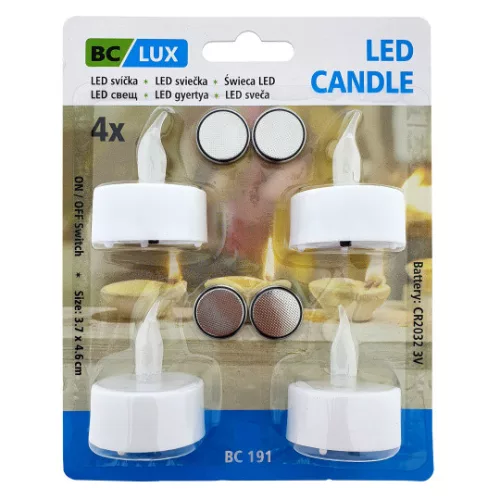 TRX LED Műanyag kismécses, 38x38mm, 4DB