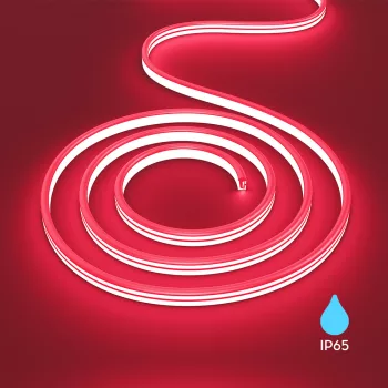   Braytron NEON FLEX LED Szalag, 6W/m,  220/240V, IP65, 350lm/m2, 120 LED/m, 10mm széles, 100 méteres tekercs, PIROS